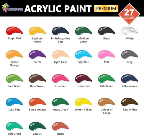 Acrylic Paint, 24 Colors Acrylic Paint Set, 2oz/59ml Bottles, Premium Acrylic Paints for Artists, Beginners and Adults on Canvas Rocks Wood Ceramic Fabric in Saudi Arabia