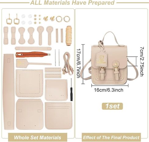 Wadorn DIY Leather Leather Counter Courd Kit ، Pu Crossbody Bag Bag Pattern Materials Kit Handicraft Women Messenger Base Mork in Kuwait