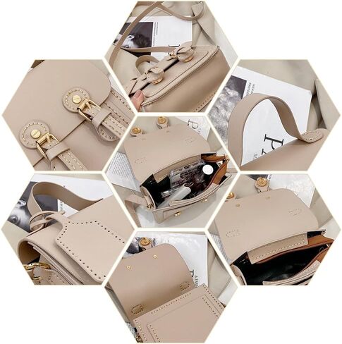 Wadorn DIY Leather Leather Counter Courd Kit ، Pu Crossbody Bag Bag Pattern Materials Kit Handicraft Women Messenger Base Mork in Kuwait