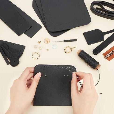 Wadorn DIY Leather Leather Counter Courd Kit ، Pu Crossbody Bag Bag Pattern Materials Kit Handicraft Women Messenger Base Mork in Kuwait
