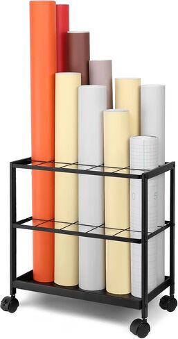 Blueprint Storage Rack Cart - 20 Slots Metal Blueprint Holder with Double-Layer Grids Ensures Secure, Non-Slip Storage, Organizing Posters, Architectural Plans, and Artwork Stably. (20 Slots) in Saudi Arabia
