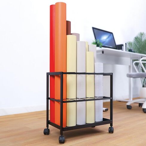 Blueprint Storage Rack Cart - 20 Slots Metal Blueprint Holder with Double-Layer Grids Ensures Secure, Non-Slip Storage, Organizing Posters, Architectural Plans, and Artwork Stably. (20 Slots) in Saudi Arabia