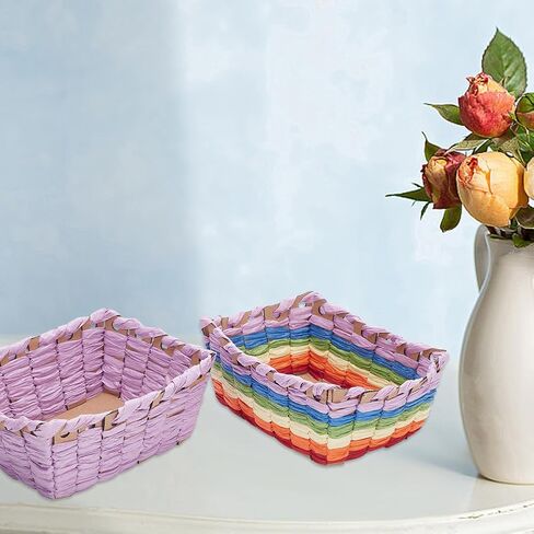 FREEBLOSS 12 Set DIY Basket Weaving Kit Hexagon Raffia Ribbon Basket Creative Basketry Kit for Students Basket Weaving Supplies for Arts and Crafts Projects Basket Activities in Kuwait