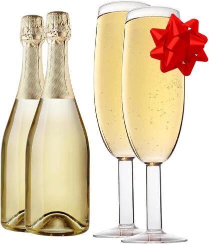 SCS Direct Experize XL Champagne Flute Glass - 25 أونصة - يحمل زجاجة كاملة من الشمبانيا أو النبيذ أو الكوكتيلات جامبو - الأواني الزجاجية العملاقة الممتعة للحفلات والبكالوريوس وأعياد الميلاد الحادية والعشرون - فكرة الزفاف in Kuwait