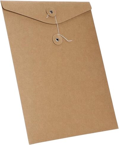 10Pcs Kraft String Envelope File Folders A4 Paper Pocket Folders Envelope Project Pockets Paper File Folders Paper Pocket Folders Document Bag Pocket File Organizers Business School Office Supplies in Kuwait