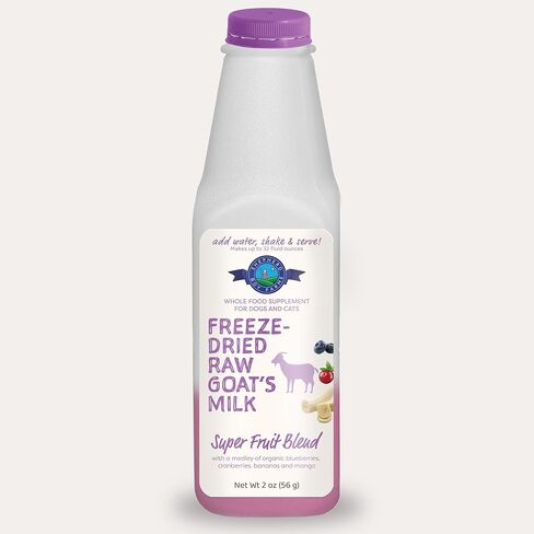 Freeze Dried Raw Goats Milk with Probiotics for Dogs & Cats (Classic), High Protein, Digestible Goat Milk Powder for Sensitive Stomachs, Raw Nutrition, Food Toppers - Makes 16 FL OZ in Kuwait
