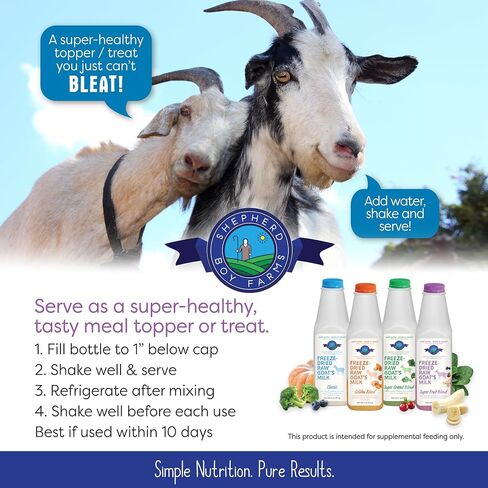 Freeze Dried Raw Goats Milk with Probiotics for Dogs & Cats (Classic), High Protein, Digestible Goat Milk Powder for Sensitive Stomachs, Raw Nutrition, Food Toppers - Makes 16 FL OZ in Kuwait