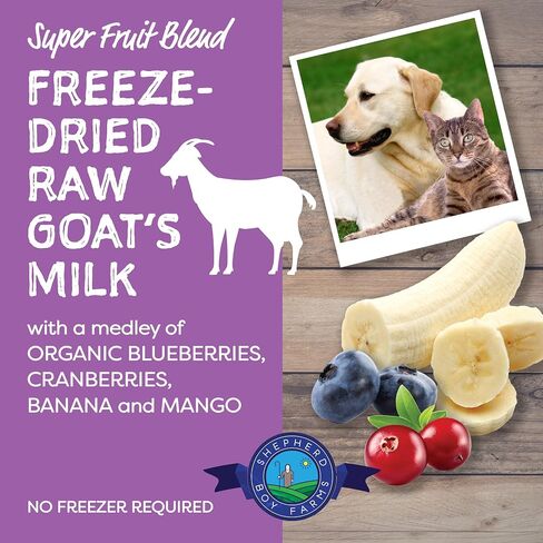 Freeze Dried Raw Goats Milk with Probiotics for Dogs & Cats (Classic), High Protein, Digestible Goat Milk Powder for Sensitive Stomachs, Raw Nutrition, Food Toppers - Makes 16 FL OZ in Kuwait