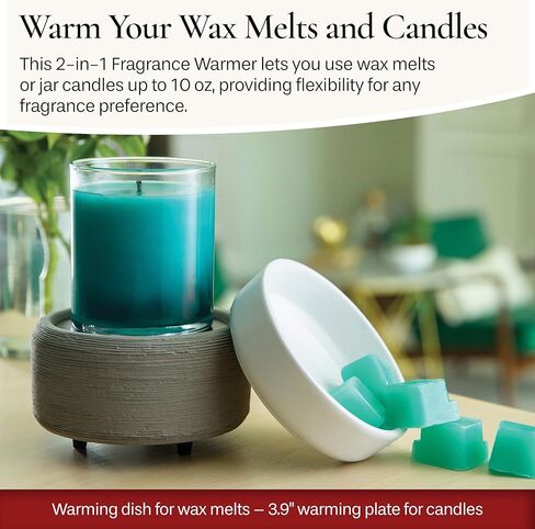 Candle Warmers ETC 2-in-1 Candle and Fragrance Warmer for Warming Scented Candles or Wax Melts and Tarts with to Freshen Room, Cream and Gold Lattice in Kuwait