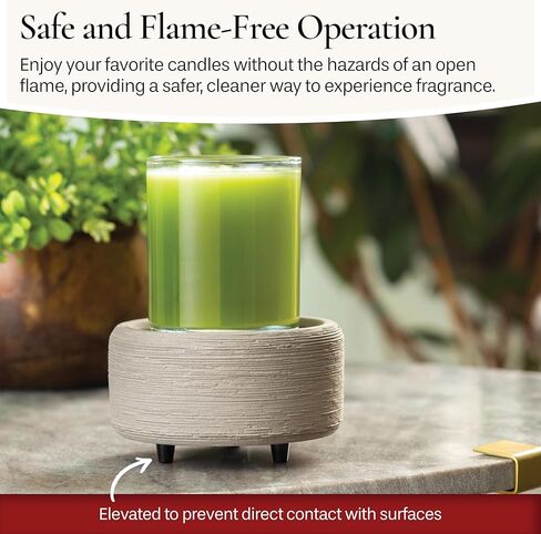 Candle Warmers ETC 2-in-1 Candle and Fragrance Warmer for Warming Scented Candles or Wax Melts and Tarts with to Freshen Room, Cream and Gold Lattice in Kuwait