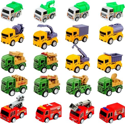 20 Pack Mini Pull Back Cars Small Construction Vehicles Fire Truck Pullback Vehicle Toy Cars Kids Boys Girls Birthday Gift Party Favors in Kuwait