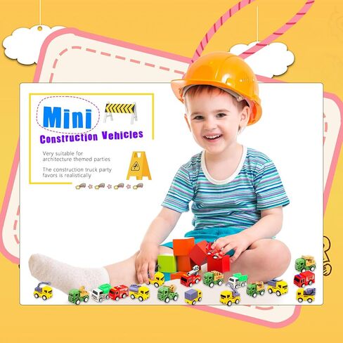20 Pack Mini Pull Back Cars Small Construction Vehicles Fire Truck Pullback Vehicle Toy Cars Kids Boys Girls Birthday Gift Party Favors in Kuwait