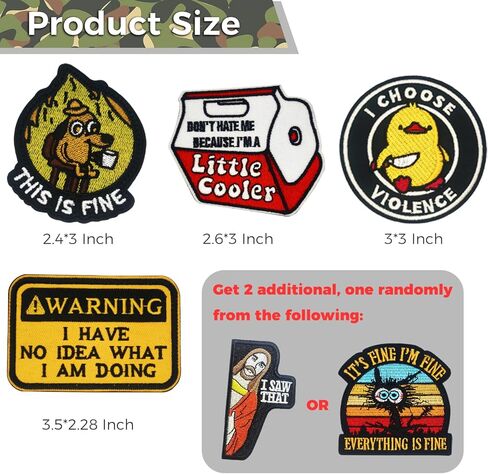 6PCS Funny Tactical Morale Patches with Hook and Loop, Embroidered Military Patch for Backpacks, Vests, Jackets, Lunch Bags, Hats, Dog Harness in Kuwait