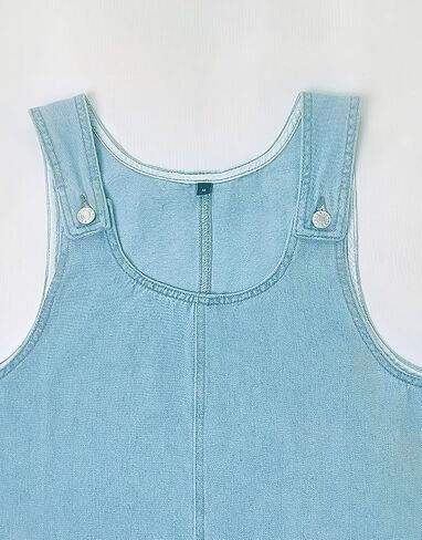 ebossy Women's Vintage Distressed Sleeveless Baggy Loose Denim Mini Dress with Pocket in Saudi Arabia