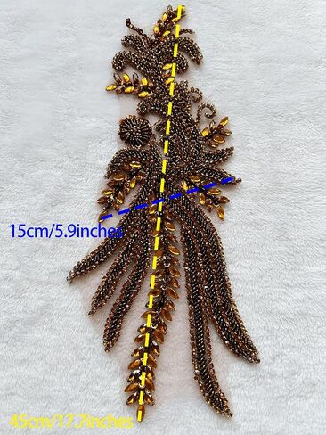Pure Handmade Bodice lace Applique Hand Sewing Beaded Sequins Trim Patches for Dress Accessories 5.9X17.7inches (Silver) in Kuwait
