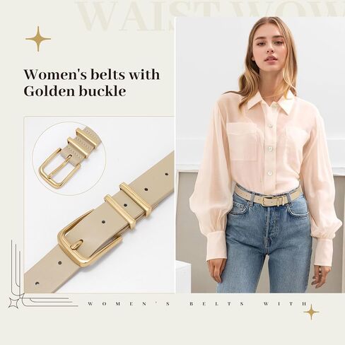 3 Pack Women's Belts for Jeans Pants Dresses Fashion Ladies Leather Waist Belt with Buckle Leather Belts in Kuwait