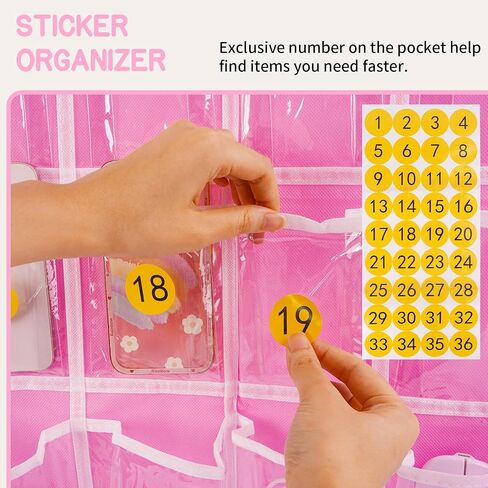 30 Clear Pockets Classroom Pocket Chart Organizer ، Pocket Chart لحامل حاسبة الهاتف ، حاسبة باب الحائط المعلقة CADDY مع السنانير وملصقات الأرقام (الأزرق) in Saudi Arabia