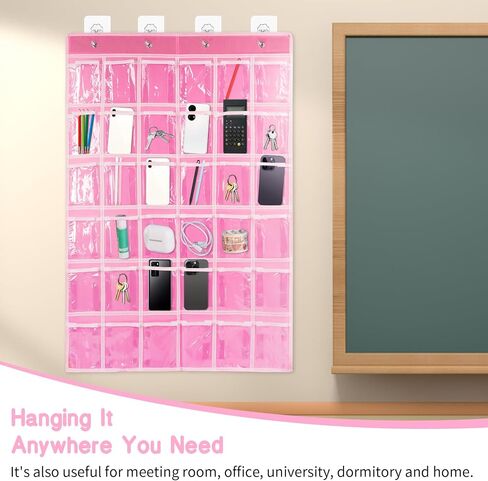 30 Clear Pockets Classroom Pocket Chart Organizer ، Pocket Chart لحامل حاسبة الهاتف ، حاسبة باب الحائط المعلقة CADDY مع السنانير وملصقات الأرقام (الأزرق) in Saudi Arabia