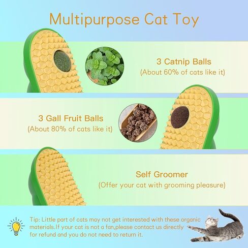 SEVENKA 2 Pack Cat Toys Self-Grooming Cat Brush with 3 Catnip Balls & 3 Gall Fruit, Kitty Kitten Scratcher Self Groomer Catnip Toys for Indoor Cats, Chew Toys Wall Corner Brushes Edible Wall Treats in Kuwait