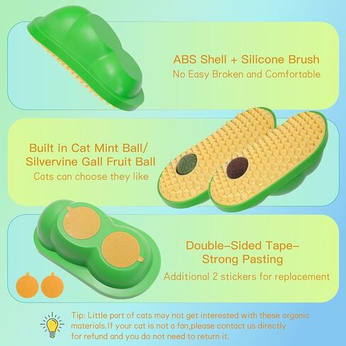 SEVENKA 2 Pack Cat Toys Self-Grooming Cat Brush with 3 Catnip Balls & 3 Gall Fruit, Kitty Kitten Scratcher Self Groomer Catnip Toys for Indoor Cats, Chew Toys Wall Corner Brushes Edible Wall Treats in Kuwait