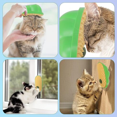 SEVENKA 2 Pack Cat Toys Self-Grooming Cat Brush with 3 Catnip Balls & 3 Gall Fruit, Kitty Kitten Scratcher Self Groomer Catnip Toys for Indoor Cats, Chew Toys Wall Corner Brushes Edible Wall Treats in Kuwait