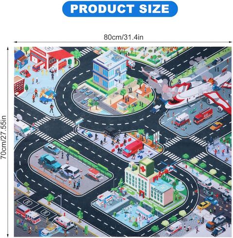 سجادة لعب سجادة الأطفال، سجادة سيارة للأطفال لعبة السيارات، سجادة لعب تعليمية لحركة المرور على الطرق في المدينة، سجادة لعب متعددة الألوان، سجادة لعب للأطفال قابلة للطي غير قابلة للانزلاق لغرفة اللعب والمنزل الداخلي والخارجي (27.55 × 31.49 بوصة) in Kuwait