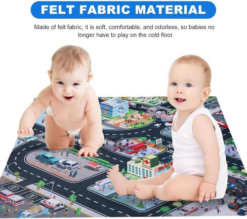 سجادة لعب سجادة الأطفال، سجادة سيارة للأطفال لعبة السيارات، سجادة لعب تعليمية لحركة المرور على الطرق في المدينة، سجادة لعب متعددة الألوان، سجادة لعب للأطفال قابلة للطي غير قابلة للانزلاق لغرفة اللعب والمنزل الداخلي والخارجي (27.55 × 31.49 بوصة) in Kuwait