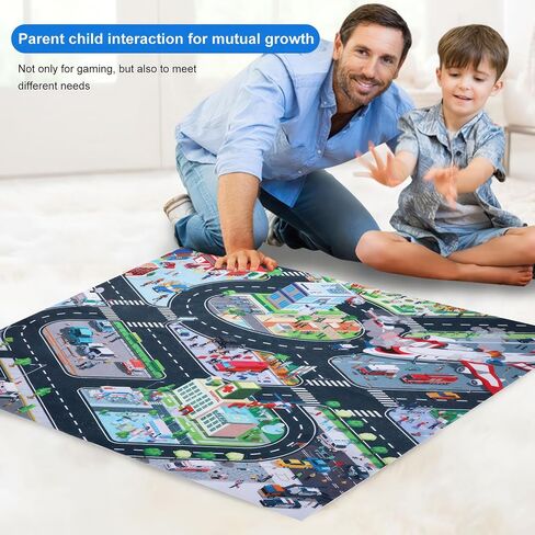 سجادة لعب سجادة الأطفال، سجادة سيارة للأطفال لعبة السيارات، سجادة لعب تعليمية لحركة المرور على الطرق في المدينة، سجادة لعب متعددة الألوان، سجادة لعب للأطفال قابلة للطي غير قابلة للانزلاق لغرفة اللعب والمنزل الداخلي والخارجي (27.55 × 31.49 بوصة) in Kuwait