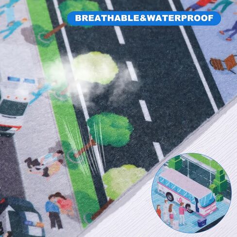 سجادة لعب سجادة الأطفال، سجادة سيارة للأطفال لعبة السيارات، سجادة لعب تعليمية لحركة المرور على الطرق في المدينة، سجادة لعب متعددة الألوان، سجادة لعب للأطفال قابلة للطي غير قابلة للانزلاق لغرفة اللعب والمنزل الداخلي والخارجي (27.55 × 31.49 بوصة) in Kuwait