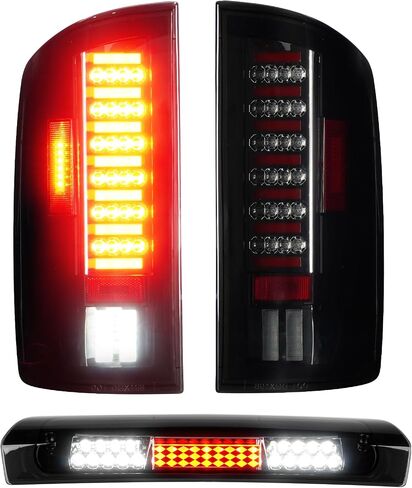 LED Tail Light + 3rd Brake Light Kit Fit for Dodge Ram 1500 2002-2006 / Fit for Dodge Ram 2500 3500 2003-2006 Rear Brake Cargo Lamp Taillight Assembly, Black Housing Smoke Lens in Saudi Arabia