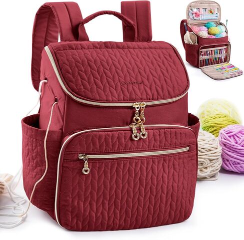 Knitting Bag Backpack, Large Crochet Backpack - Crochet Bag Organizer, Yarn Storage Organizer - Yarn Holder with 10 Pockets for Crochet Accessories, Knitting & Crochet Supplies, Crochet Gift in Kuwait
