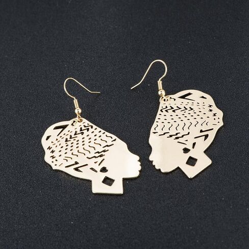 Trendy African American Woman Earrings Hollow Out Africa Map Dangle Earring in Saudi Arabia