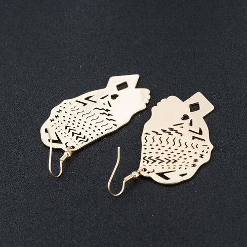 Trendy African American Woman Earrings Hollow Out Africa Map Dangle Earring in Saudi Arabia