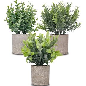 2 حزمة نباتات وهمية 7 "نباتات صغيرة بوعاء نباتات اصطناعية نباتات خضراء صغيرة داخلية للديكور الداخلي رف المنزل ديكور المكتب، وعاء دائري أسود مدمج in Saudi Arabia