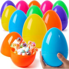 JOYIN 12 Pcs Jumbo Printed Easter Eggs, 6 Inches Giant Plastic Eggs Fillable for Easter Themed Hunt Basket Stuffers Fillers Filling Treats Party Favor Classroom Prize Supplies