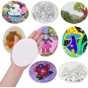 Lulonpon 12 Pieces Large Painting Rocks, 3-4 Inches White Rocks for Painting,Smooth Rocks Bulk,Flat Rocks,Natural Smooth Surface Arts and Crafting Painting Supplies