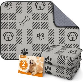 LOOBANI Washable Pee Pads for Dogs: 18"x24" 2 Pack Reusable Pee Pads Dogs, Puppy Pad Washable Waterproof Leakproof, Non-Slip Pet Whelping Pads Potty Training Pad for Dog Playpen, Crate, Grey