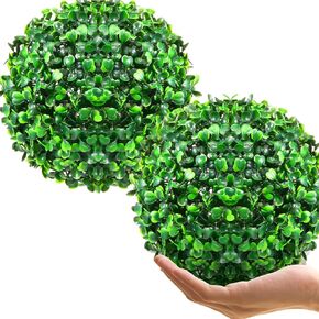 Hotop 2 Pcs Artificial Plant Topiary Ball 4 Layers Garden Spheres Boxwood Balls Artificial Topiaries Spheres Decorative Balls for Backyard, Balcony, Garden, Wedding, Indoor Outdoor Decor (11 Inches)