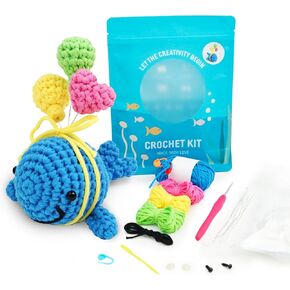 Crochet kit for beginners - Learn to Crocheting with Crab Crochet Kit for Kids and Adults - Beginner Crochet Knitting Supplies and Accessories Kit with manual and Step - by Step Video Tutorial