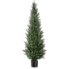 Two 3 Foot Artificial Cedar Topiary Tree Potted
