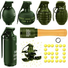 Sratte 6 PCS Toy Hand Grenade للعبة التكتيكية مع 60 Ammo Ammo Fun Impact Pull Ring Toys للبالغين الرياضة في الهواء الطلق (أسود) in Kuwait