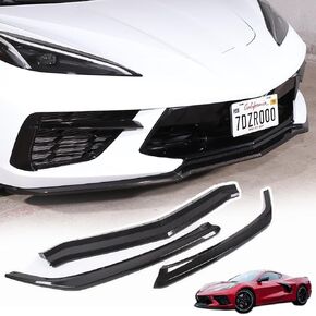 Replacement Front Bumper Lower Lip Splitter Compatible with Chevrolet Corvette C8 GM Z51 2020-2024 Front Bumper Air Intake Lower Lip Protection Trim Spoiler (Carbon Fiber Pattern)