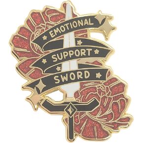 Emotional Support Sword Pin | Goth Red and Black Empowering Enamel Pin | Don't Go Alone Take This
