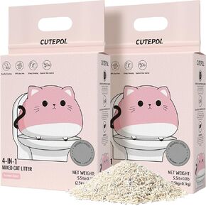 Mixed 4-in-1 Clumping Cat Litter 16.5 lb, Odor Control and Rapid Clumping, Water Absorbent and Flushable, Dust-Free, Multi-Cat, Bentonite Tofu Cat Litter, Jasmine Scent, 5.5lb/Pack