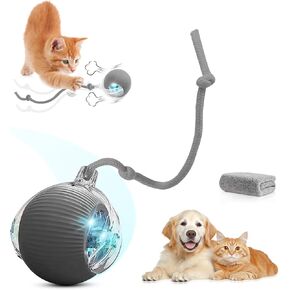 Interactive Automatic Cat Toy Balls,2025 Upgraded Interactive Cat Ball Dog Toy,360° Smart Rolling Ball Toy Electric Dog/Cat Ball Toy (Red)