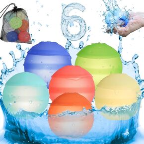 12 PCS Reusable Water Balloons Fast Refillable for Kids Outdoor Activities, Kids Pool Beach Bath Toys, Self-Sealing Water Bomb Quick Fill for Summer Games