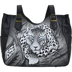 Anna by Anuschka womens Anna Anuschka, Handpainted Medium Bag, Denim Paisley Floral Shoulder Bag Genuine Leather, Denim Paisley Floral, One Size US