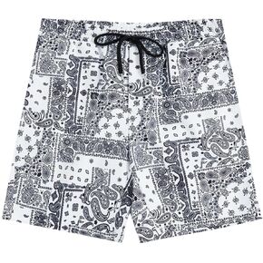 WDIRARA Men's Paisley Print Drawstring Waist Summer Casual Shorts with Pockets