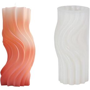 1 Piece, Wave Shaped Cylindrical Creative Modern Minimalist Style Abstract Cylindrical Wave Candle Silicone Mold Home Gypsum Ornament