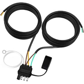 22FT 4 Pin 5 Wire Trailer Wiring Harness,18AWG Trailer Light Kit 4 Way Flat 5 Wire Trailer Plug with Nylon Mesh Tube Protection for Rewiring Trailer Both-Side Taillights O-100 in Kuwait